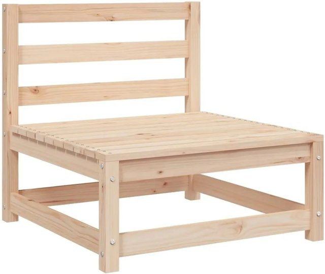 vidaXL Gartensofa aus Kiefernholz ohne Armlehnen, Farbe: Braun/Beige, B/T/H: 70 x 70 x 67 cm - Bild 1