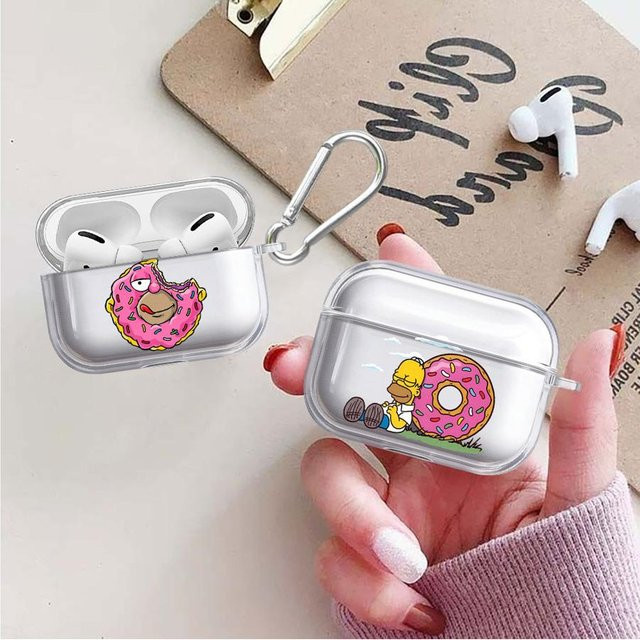 Transparente Kopfhörerhülle mit Simpsons Cartoon Design für Apple AirPods Pro, Pro 2, Pro 3, AirPods 3, 2 und 1 - Bild 1