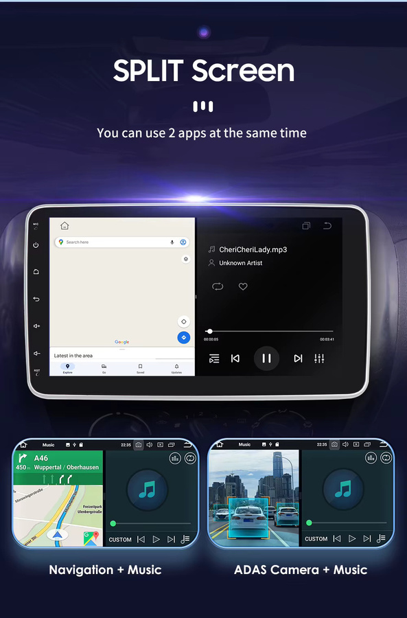Hizpo 1DIN Autoradio mit Touchscreen, Carplay, Android Auto, GPS, Bluetooth und WIFI in Schwarz - Bild 4