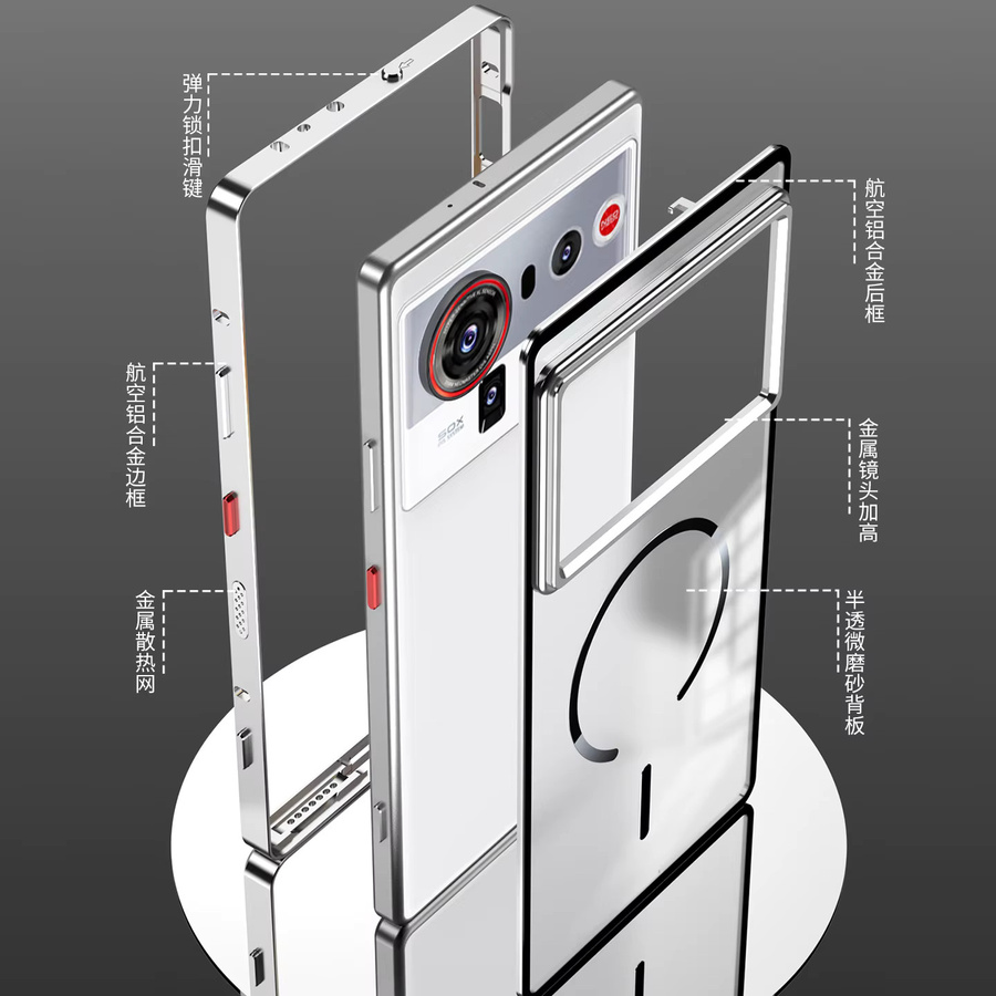 Nubia Z80Ultra Metall-Stoßfänger-Hülle in Blau mit magnetischem Schutz und Kühlfunktion - Bild 3