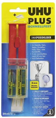 UHU Plus Schnellfest 2K-Epoxidharz-Kleber in der Doppelkammer-Spritze, Transparent, 27 g - Bild 1