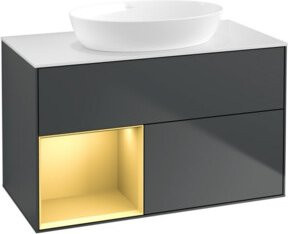 V&B Waschtischunterschrank Finion 100 in Blau und Grau lackiert, B/T/H: 100 x 50,1 x 50,1 cm - Bild 1