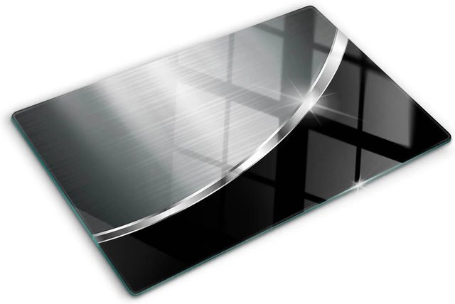 Tulup Herdabdeckplatte aus Glas als Schneidebrett und Spritzschutz in Grau/Schwarz, B/T: 80 x 52 cm - Bild 1
