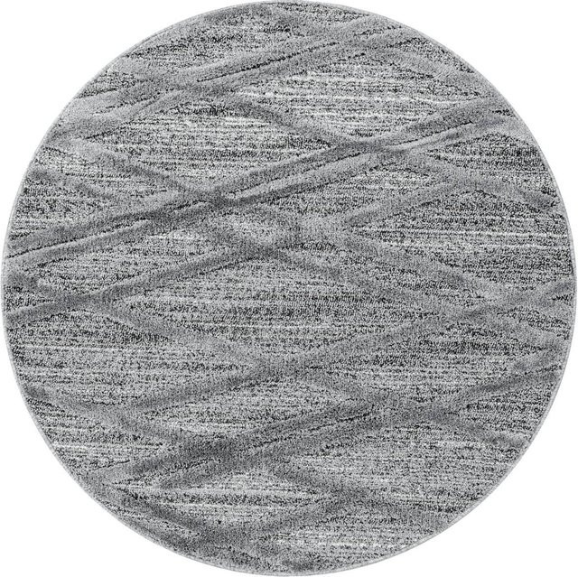 Ayyildiz Hochflorteppich Pisa in Grau, runder Teppich im skandinavischen Stil, Durchmesser: 200 cm - Bild 1