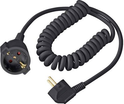 Sygonix Spiralkabel Strom Verlängerungskabel 16A Schwarz 2,5m H05VV-F 3G 1,5mm² - Bild 1