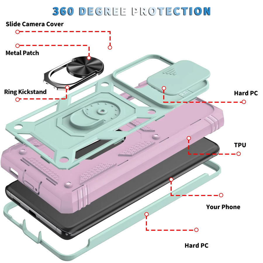 3in1 Heavy Duty Armor Case mit OTT Cover Box für Samsung Galaxy S25 S24 S23 S22 S21 S20 Ultra Plus FE A56 5G in Pink oder Rot - Bild 3