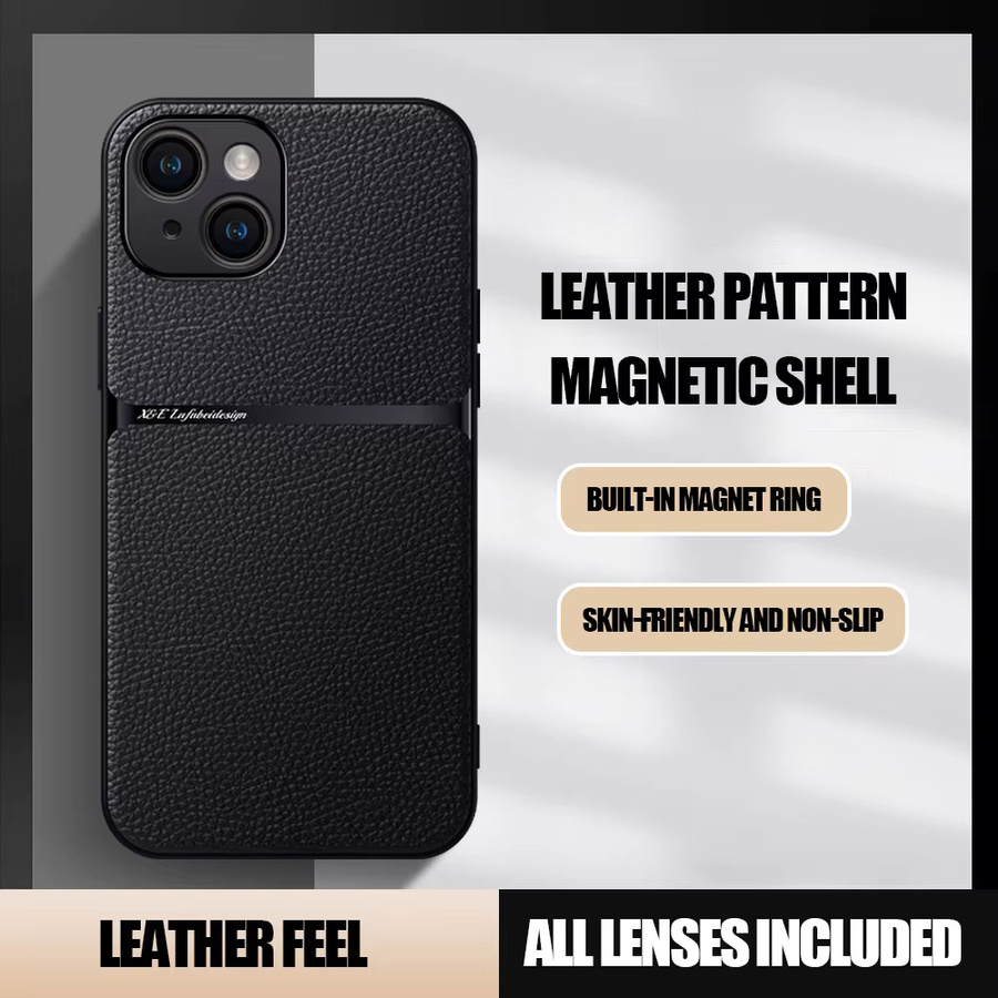Luxus Leder Schutzhülle mit MagSafe Magnet für iPhone 17 Pro Max 16 15 14 13 12 11 in Schwarz und Gelb matte stoßfeste Abdeckung - Bild 2