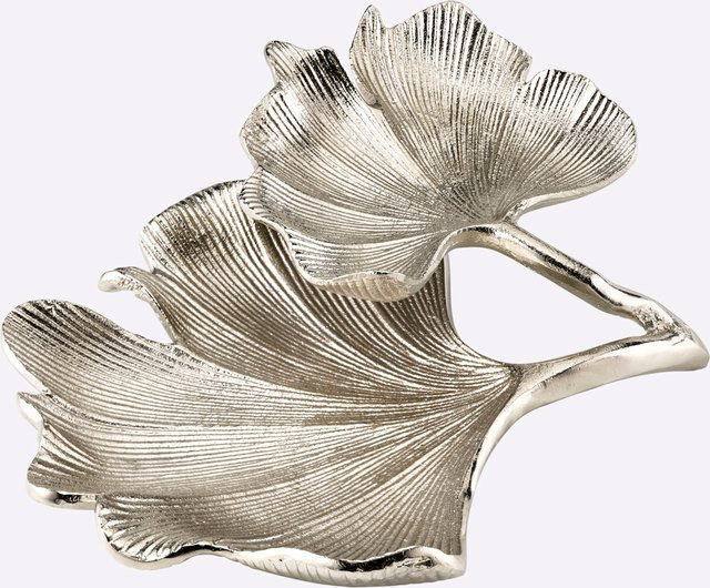 Heine Home Schale in Gingko-Form aus Aluminium, Silberfarben, B/T/H: 27,5 x 9,5 x 2,0 cm - Bild 1
