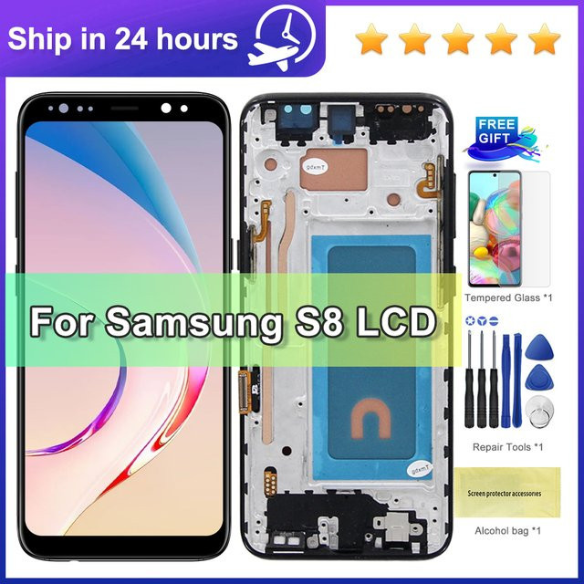 Samsung S8 Ersatz TFT LCD Display mit Rahmen für G950 G950F SM-G950FD in Schwarz und Blau - Bild 1