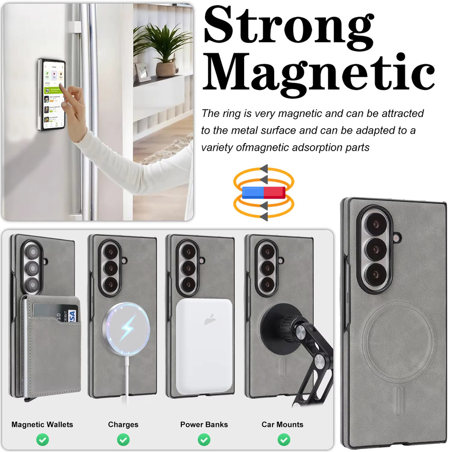 2 in 1 Wireless Charging Ledertasche für Samsung Galaxy Z Fold 7 6 5 4 3 mit magnetischem Kartenfach in Grün - Bild 2