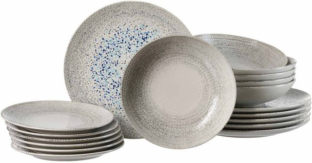 Ritzenhoff & Breker Teller-Set Rimini aus Keramik, 18er Set, Beige, Grau, Multicolour - Bild 1