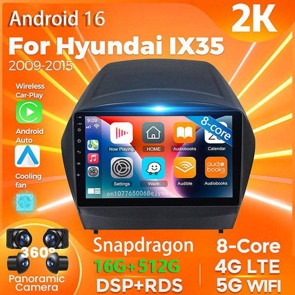 RSNAVI Android 16 Autoradio mit Carplay und Navigation für Hyundai IX35 2009 - 2016, Multimedia Stereo Head Unit 2Din mit GPS und 360 Kamera, Schwarz - Bild 1