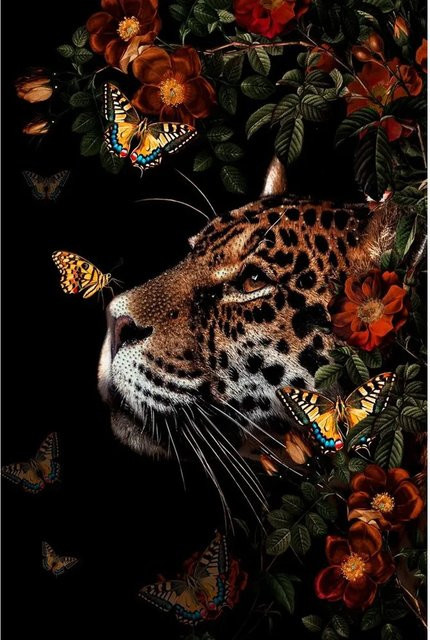 Art Universe Glasbild Glitzernder Leo Motiv Wandbild Mehrfarbig B: 80 cm, H: 120 cm - Bild 1