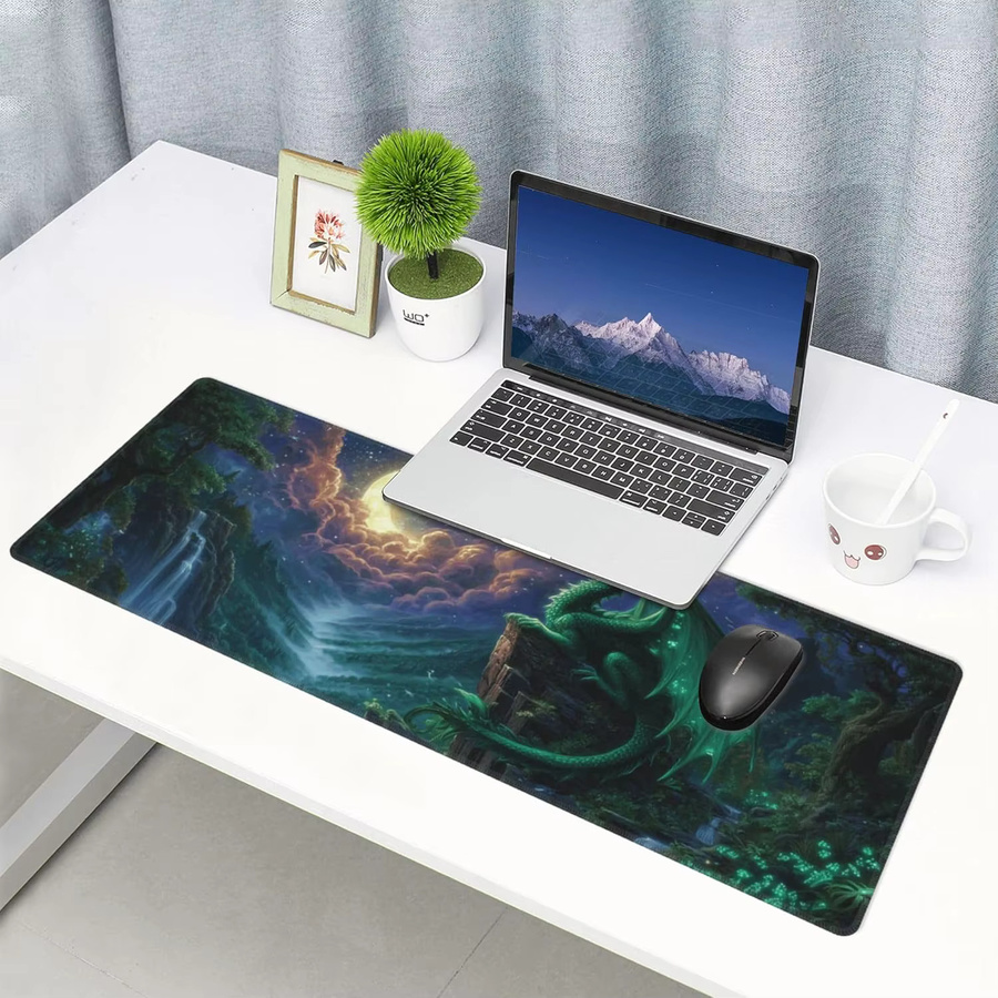 Dragon & Moon Extended Gaming-Mauspad XL Schreibtischunterlage Multicolor mit genähten Kanten - Bild 6