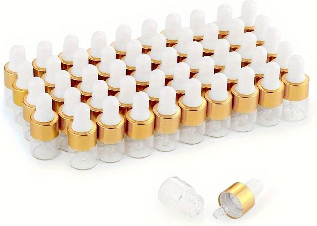 FIGHTYU Glasflaschen für Ätherische Öle und Parfüms, 50-teiliges Set, 1 ml, Braun - Bild 1