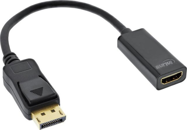 InLine Videokabel-Adapter DisplayPort auf HDMI Typ A Schwarz, Länge: 0,15 m - Bild 1