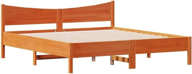 vidaXL Massivholzbett aus Kiefernholz in Wachsbraun mit rustikaler Optik, B/T/H: 180 x 200 x 185,5 cm - Bild 1