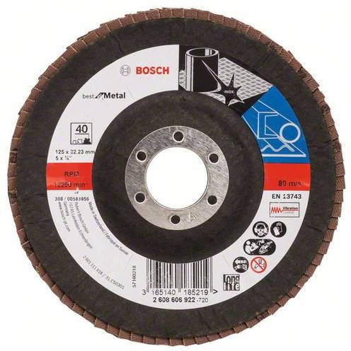 Bosch Fächerschleifscheibe für Metall, Farbe: Schwarz, Durchmesser: 125 mm, Bohrung: 22,23 mm - Bild 1