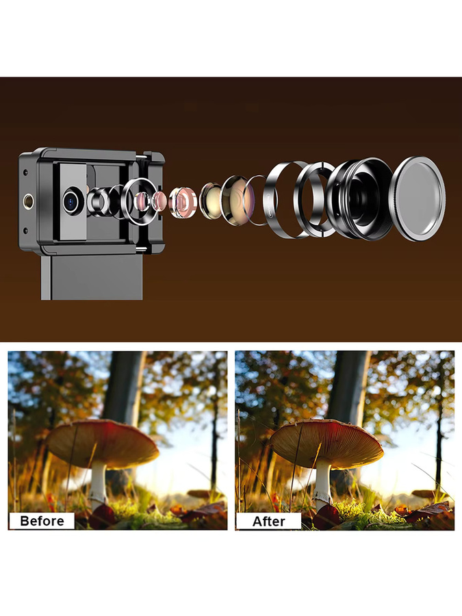 APEXEL Handy Makro-Objektiv 10X mit CPL-Filter-Set, Universeller Telefonclip und Aufbewahrungsbox, Schwarz - Bild 7