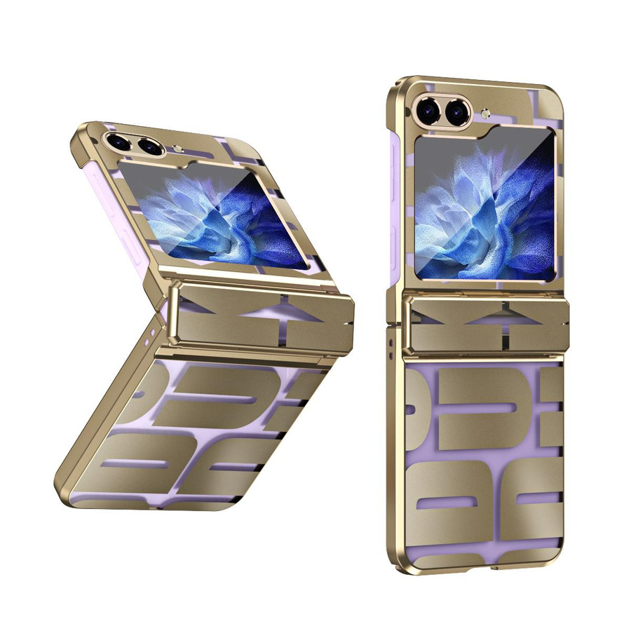 Samsung Galaxy Z Flip 5 5G Hard Case mit rutschfester Beschichtung in Transparent, Purple und Gold - Bild 4