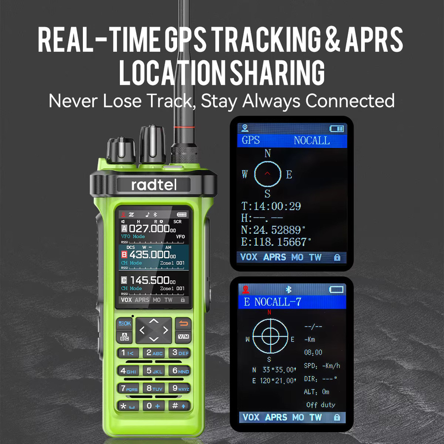 Radtel RT-950 PRO Walkie-Talkie in Grün mit GPS, APRS, Bluetooth und AM/FM/SSB-Empfänger für den Amateurfunk - Bild 2