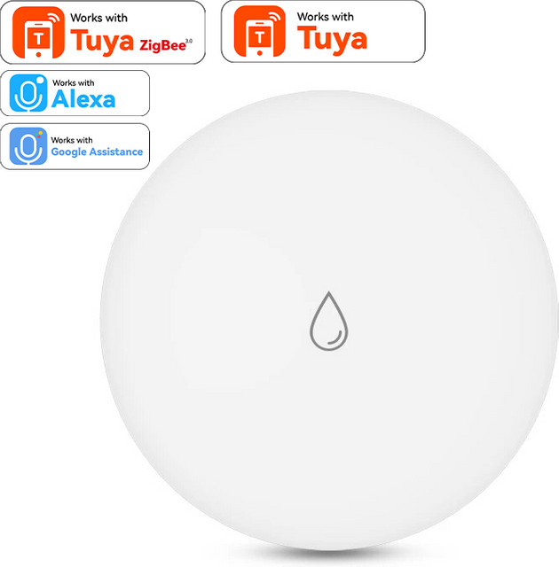 HIMOJO Zigbee Smart Wassersensor IP67 Leckdetektor mit Flut-Alarm für Tuya Alexa und Google Voice in Weiß - Bild 1