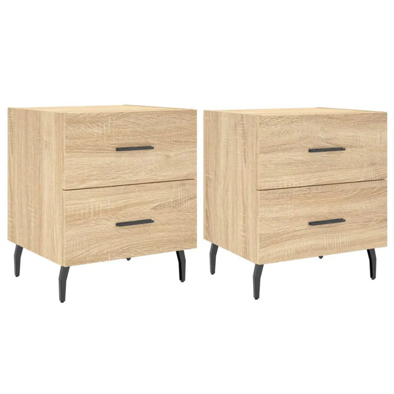 Vidaxl Nachttische Set aus Holzwerkstoff und Metall in Sonoma-Eiche, 2 Stück, B/T/H: 40 x 35 x 47,5 cm - Bild 5