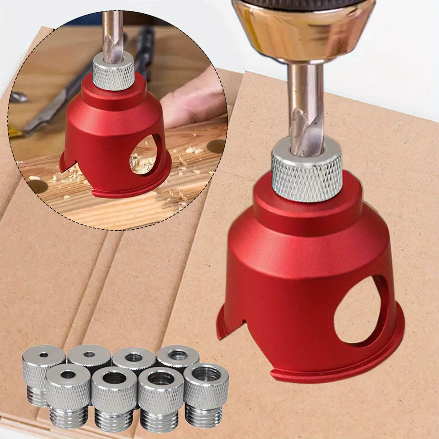 Wnew Lochbohrpositionierer aus Aluminium für 3–10 mm mit 8 Bohrerbuchsen und 3 Bohrer-Dübel-Spleißbohrführung - Bild 3