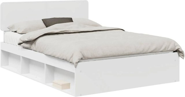 vidaXL Bettrahmen mit Kopfteil aus massivem Kiefernholz und Holzwerkstoff, Weiß, B/T/H: 160 x 200 x 90 cm - Bild 1