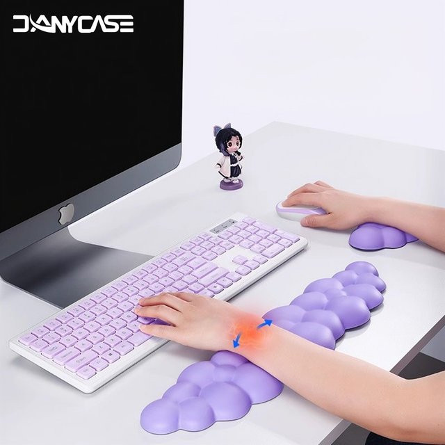 DANYCASE Ergonomische Tastatur-Handgelenkauflage aus Memory-Schaum in Weiß mit Anti-Rutsch-Funktion - Bild 1