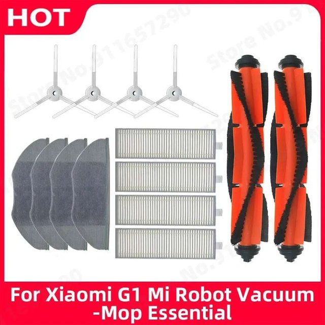 QIXIAO Ersatzteil-Set für Xiaomi G1 Mi Robot Vacuum-Mop Essential: Hauptseitenbürste und Wischtücher - Bild 1