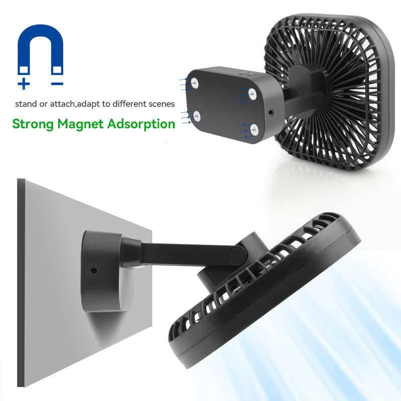 OPOLAR Mini-Tischventilator mit Magnetfuß und 5000 mAh Akku in Schwarz - Bild 2