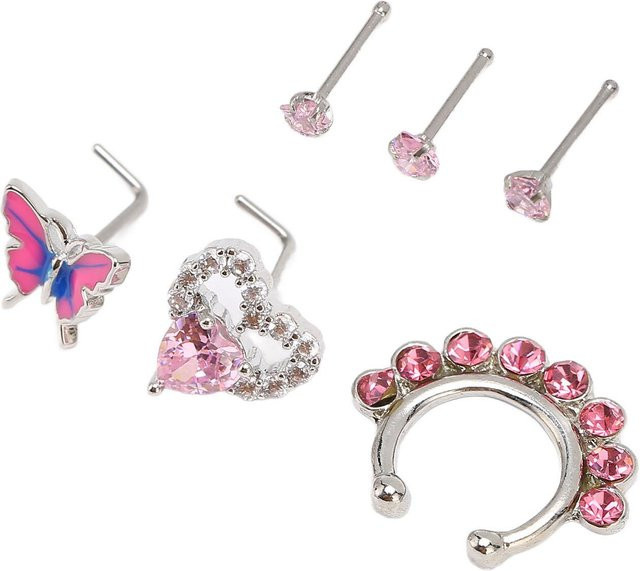 Nasenpiercing Creolen Stecker, Edelstahl, Weiß, Damen - Bild 1