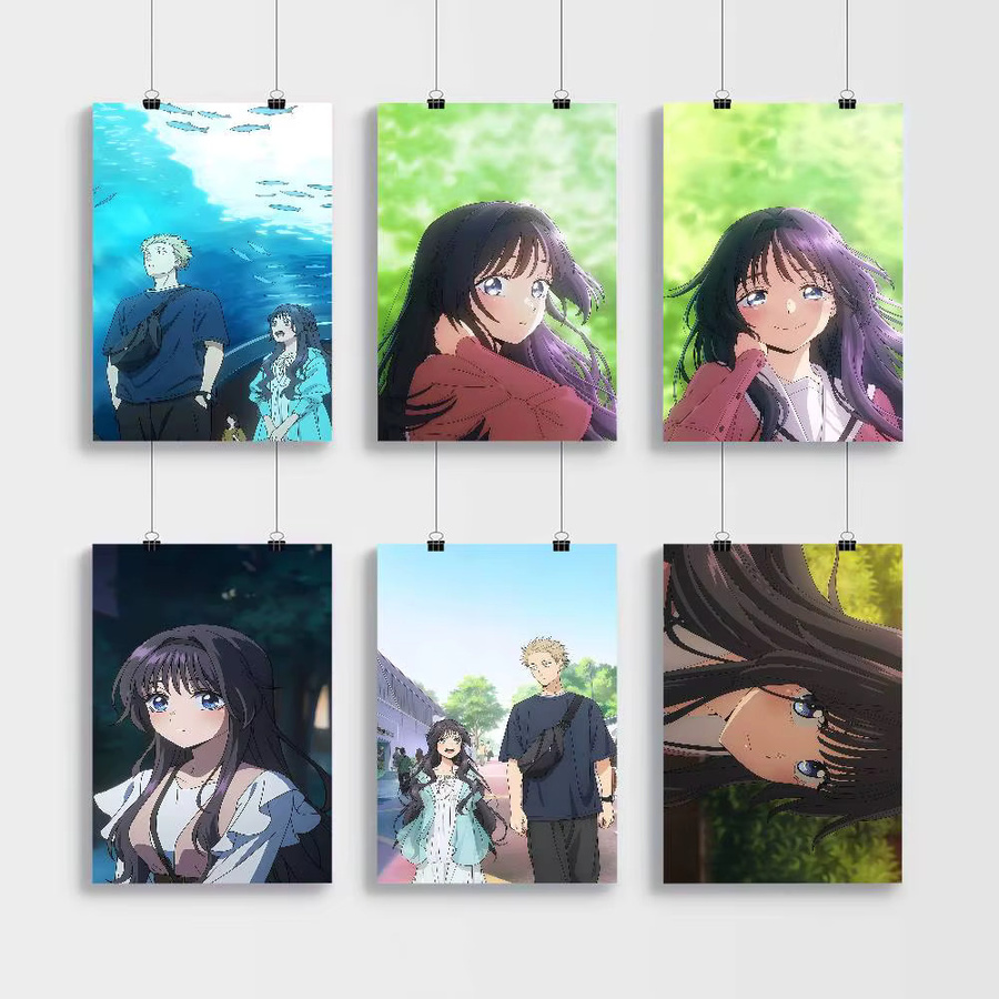 Wasserfester Anime-Poster Aufkleber mit Blumenblüten Design in Mehrfarbig, Rechteckig, B/H: 15 x 15 cm - Bild 3