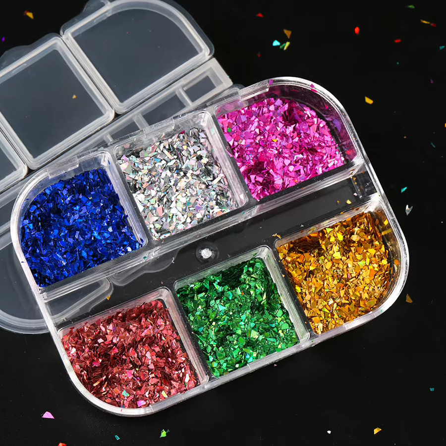 Full Beauty Nagelglitzer Flocken, 6er-Set, Silber Gold, Schimmernd - Bild 6