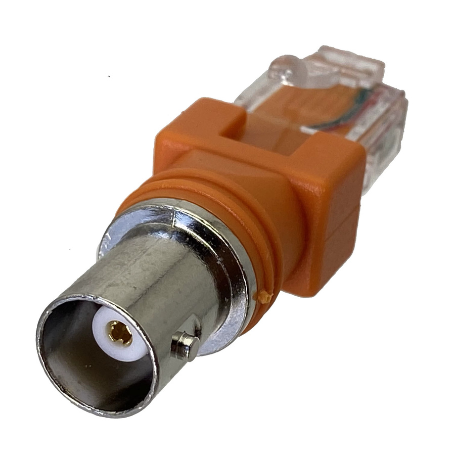 BNC Buchse auf RJ45 Stecker Adapter für Ethernet/LAN in Orange, Chassis Panel Mount Monitor Zubehör - Bild 2