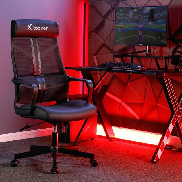 X Rocker Helix Gaming Bürodrehstuhl in Schwarz mit Kopfstütze und Armlehnen - Bild 1