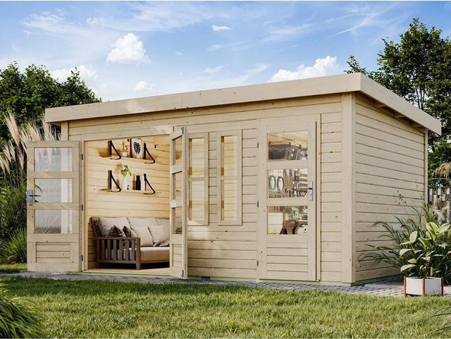 Karibu Gartenhaus Schönborn Zweiraumhaus in Natur mit 38 mm Wandstärke - Bild 1