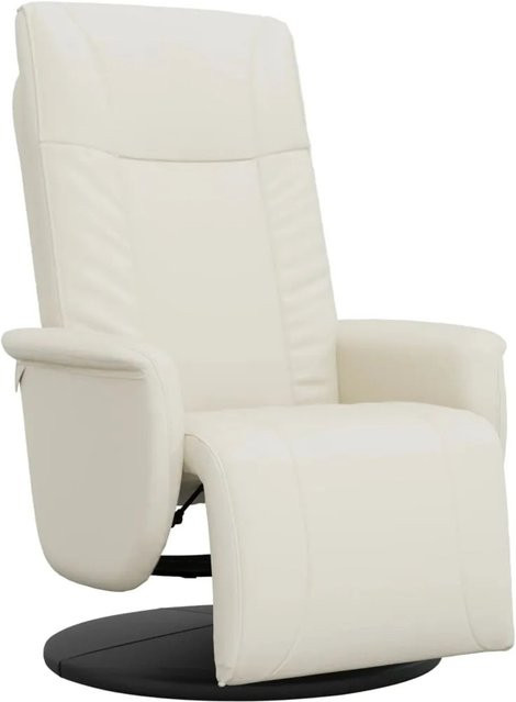vidaXL Relaxsessel mit Fußteil in Creme, moderner Relaxsessel aus Kunstleder mit 360-Grad-Drehfunktion und Armlehnen - Bild 1