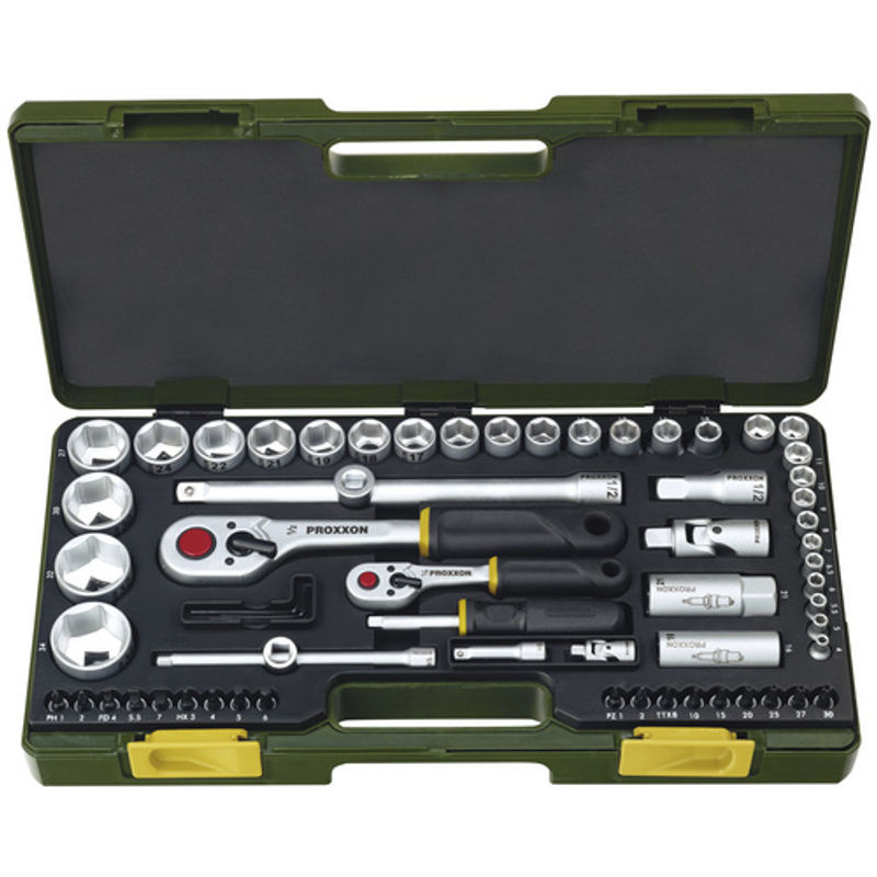 Proxxon Steckschlüsselsatz Industrial 65-teilig mit 1/4 Zoll und 1/2 Zoll in Grün und Silber - Bild 5