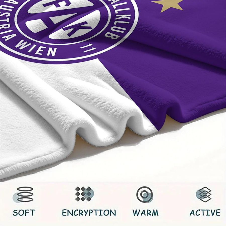 FK Austria Wien Flanell-Decke mit Aufdruck in Lila und Weiß, B/B/H: 150 x 200 cm - Bild 3
