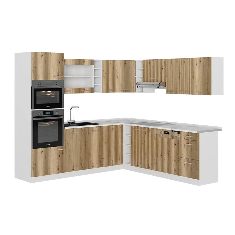 Vicco R-Line Eckküche Artisan Eiche und Weiß aus Spanplatte B/T/H: 237 x 247 x 81,6 cm - Bild 2