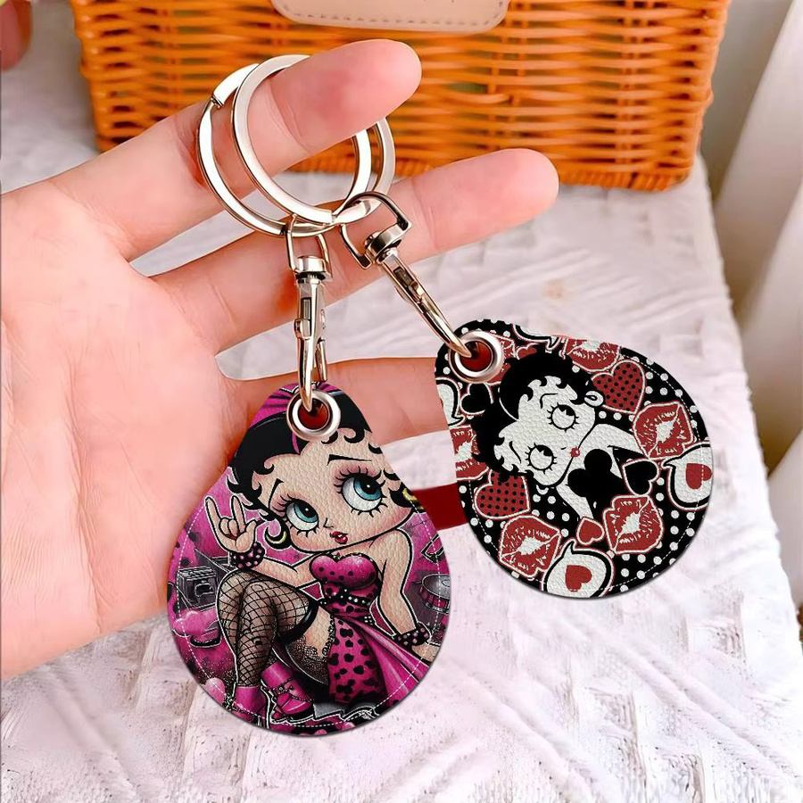 B-Betty-Cute-Boop Anime Schlüsselanhänger, Leder, Kartenhalter - Bild 2