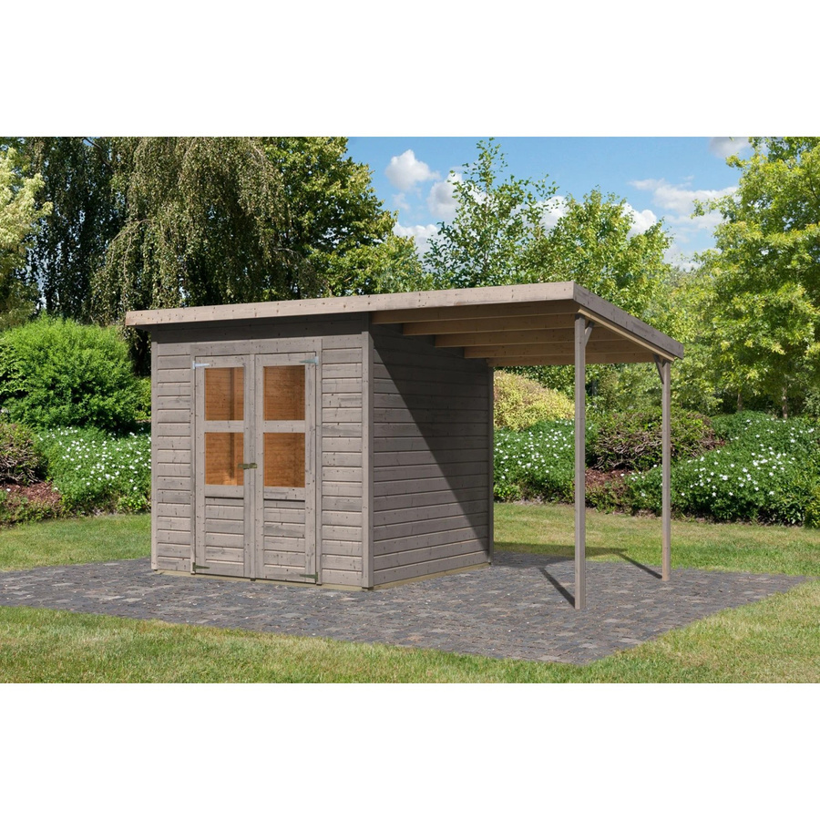 Karibu Holz-Gartenhaus mit Pultdach in Braun, B: 370 cm, T: 214 cm, H: 219 cm - Bild 2