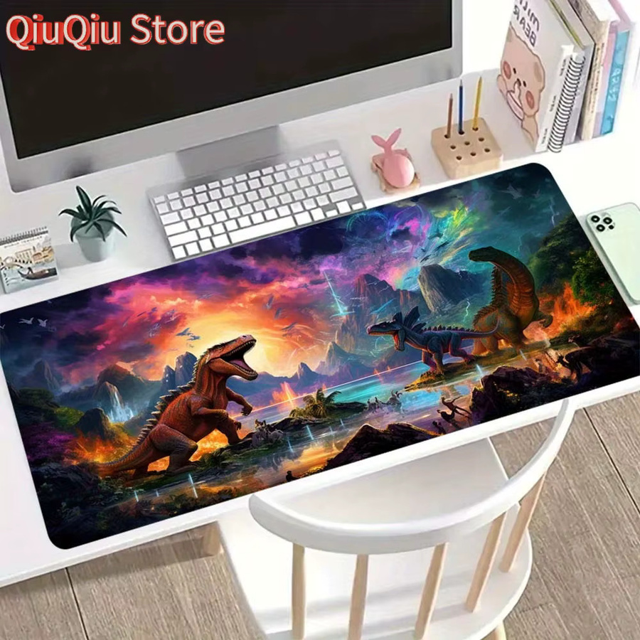 Potdemiel Dinosaurier Gaming Mauspad in Multicolour, rutschfeste Schreibtischunterlage für Büro und Gamer, B/T: 90 cm x 40 cm - Bild 3