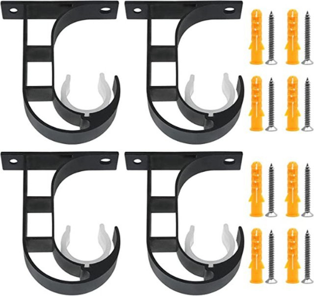 4er-Set Gardinenstangen-Halterungen aus Aluminiumlegierung von TOMTOP JMS in Schwarz - Bild 1
