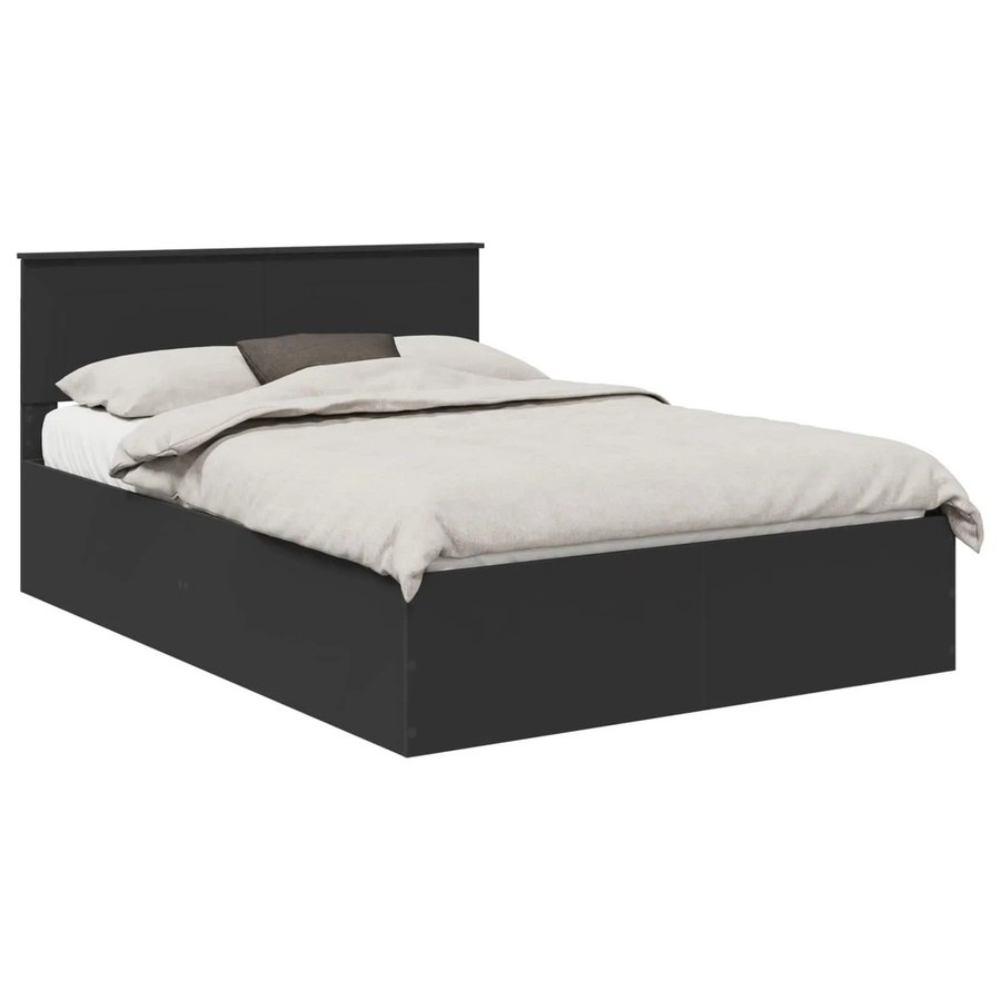 vidaXL Bettrahmen mit Kopfteil in Schwarz, modern, aus Holzwerkstoff, B/T/H: 153 x 153 x 90 cm (passend für Matratzen 140–160 x 200 cm) - Bild 2