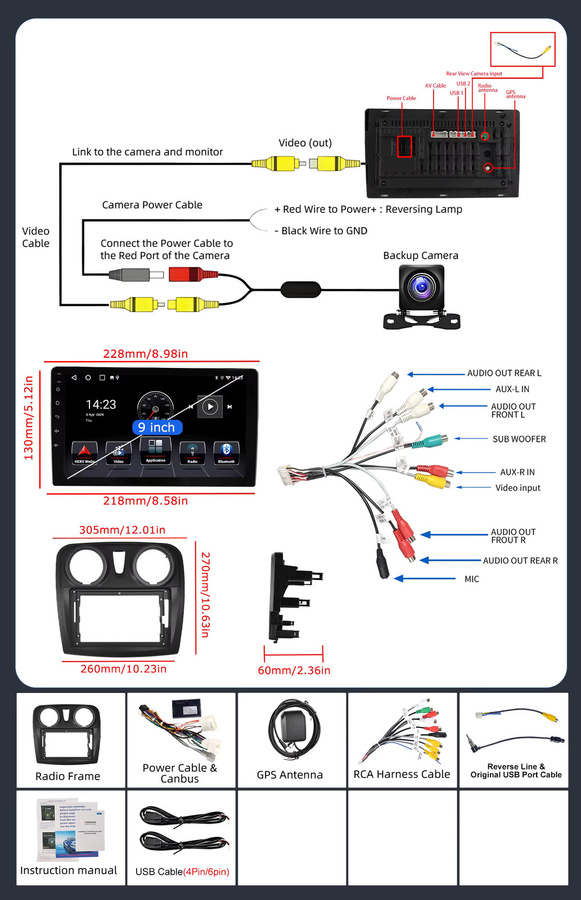 ESSGOO Android 15 Multimedia Autoradio mit 9 Zoll Touchscreen für Renault Logan 2 und Sandero 2 (2012-2019), Farbe: Schwarz, mit CarPlay, Android Auto, GPS, WiFi und Bluetooth - Bild 4