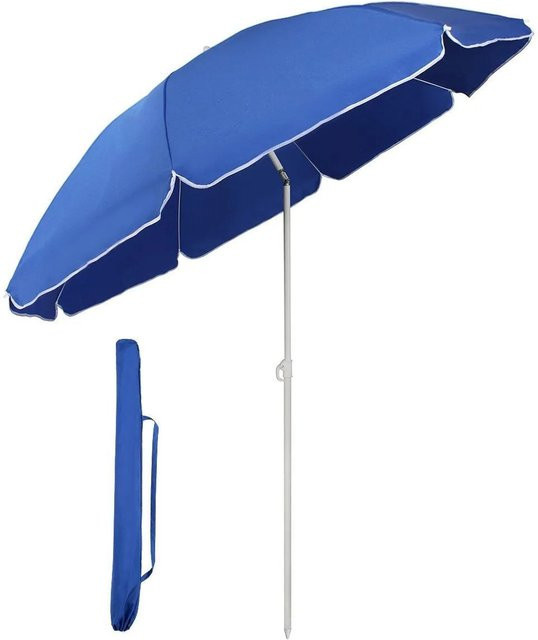 Sekey Sonnenschirm Blau mit Schutzhülle, runder Gartenschirm mit UPF50+ Sonnenschutz, Durchmesser: 160 cm - Bild 1