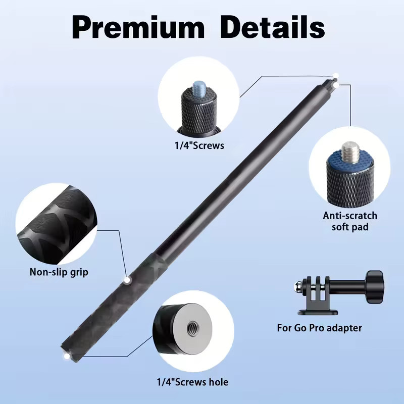 Insta360 Unsichtbarer Selfie-Stick in Schwarz, 3 m ultralang für Insta360 X4, X3, X2, ONE X und Action-Kameras - Bild 3